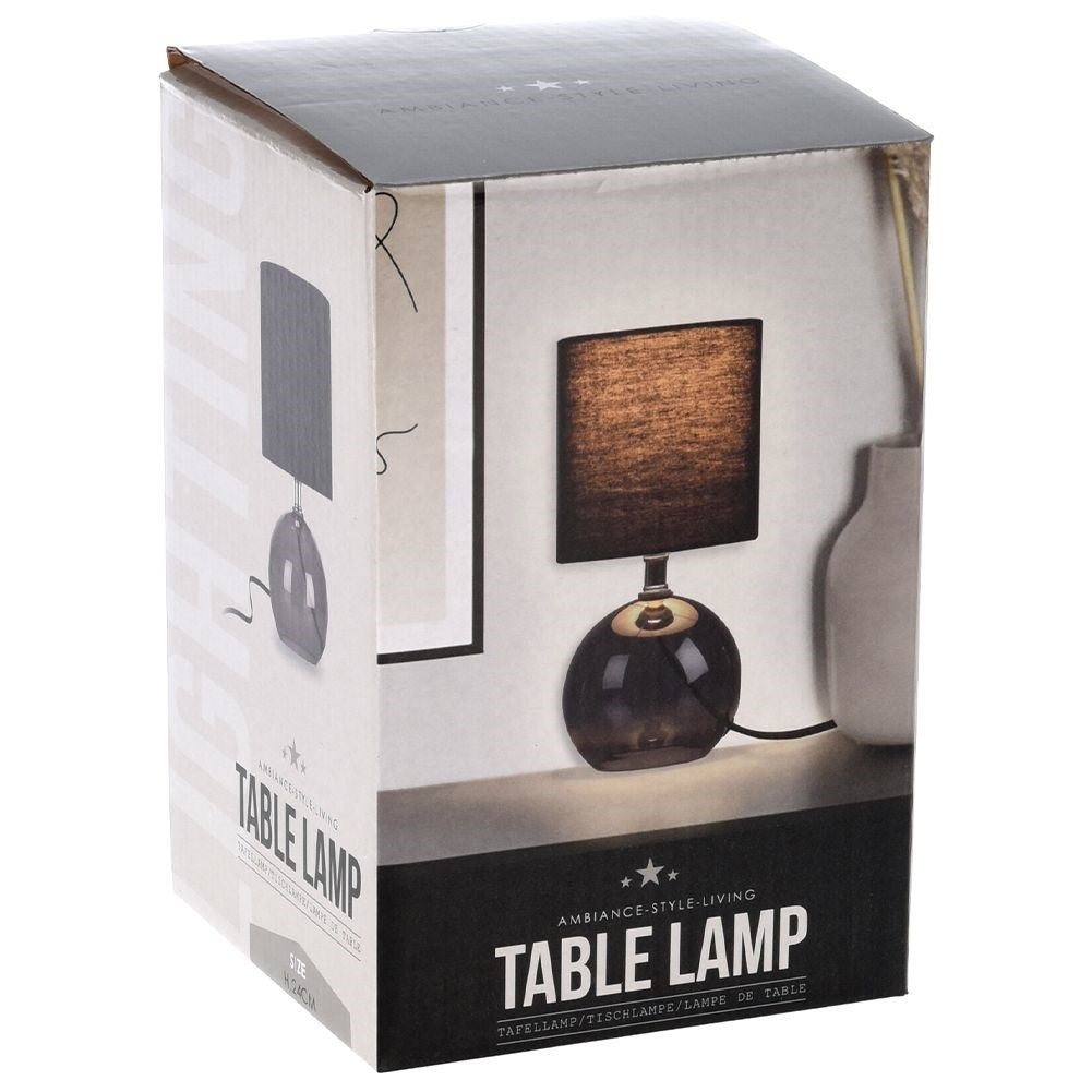 Glass table lamp with white shade for home and office