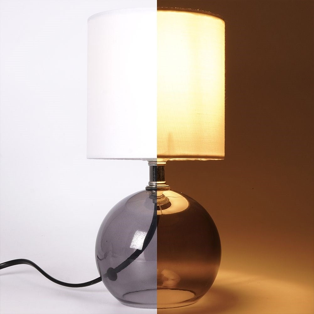 Glass table lamp with white shade for home and office