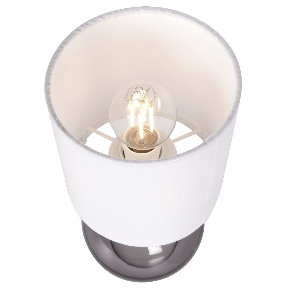 Glass table lamp with white shade for home and office