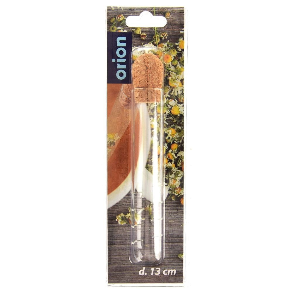 Glass tea and herbal infusion strainer with cork closure