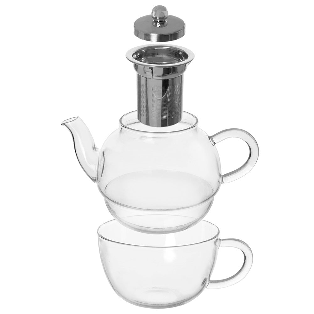 Glass teapot with tea cup with infuser 300+350 ml 2 pcs.