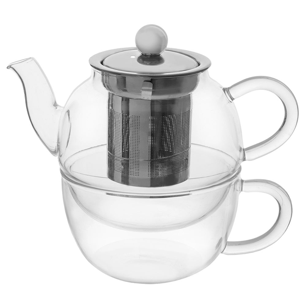Glass teapot with tea cup with infuser 300+350 ml 2 pcs.