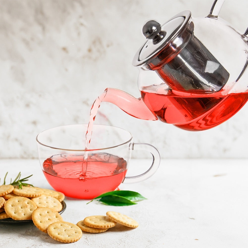Glass teapot with tea cup with infuser 300+350 ml 2 pcs.