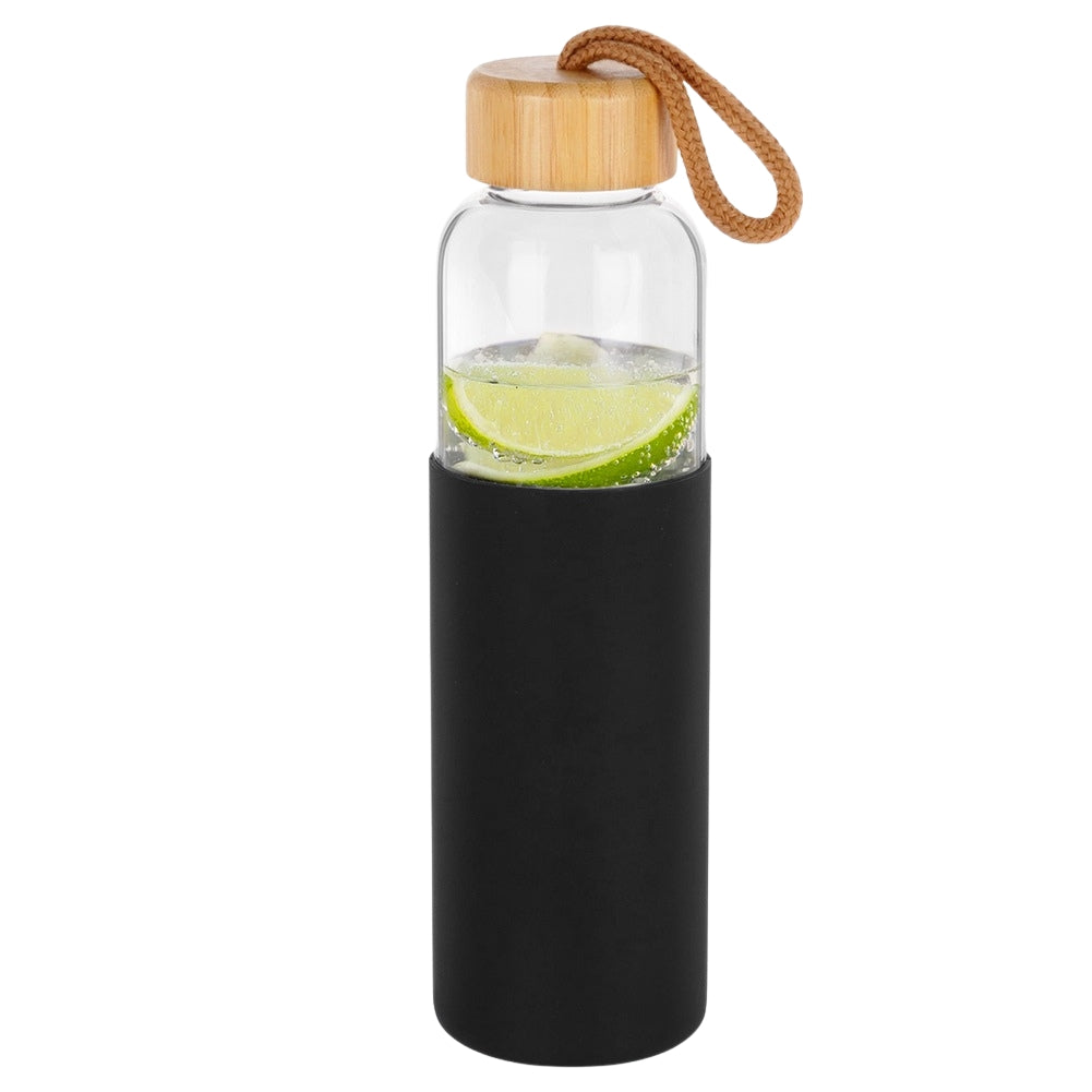 Glass water bottle with silicone cover 500 ml