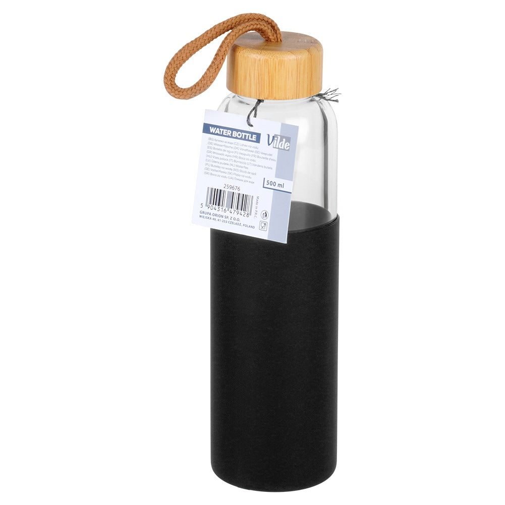 Glass water bottle with silicone cover 500 ml