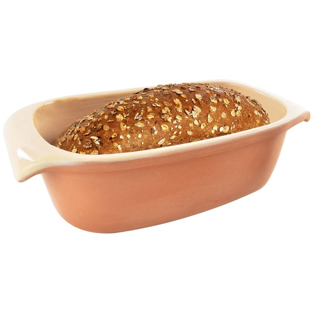 Glazed ceramic bread pan for baking natural material