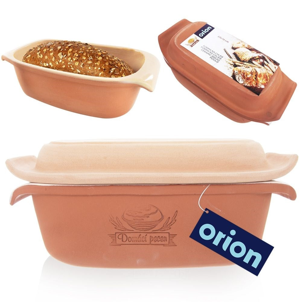Glazed ceramic bread pan for baking natural material