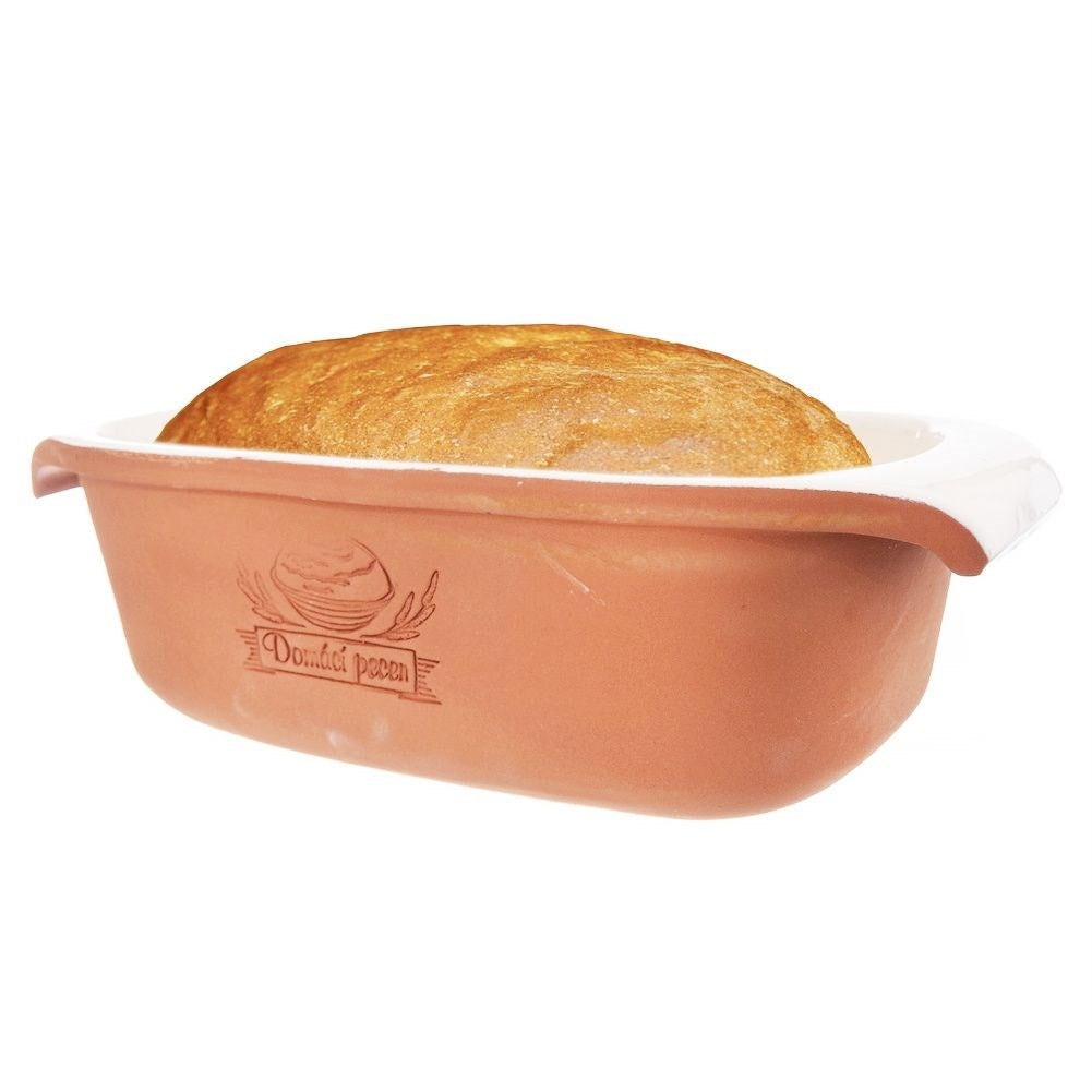 Glazed ceramic bread pan for baking natural material