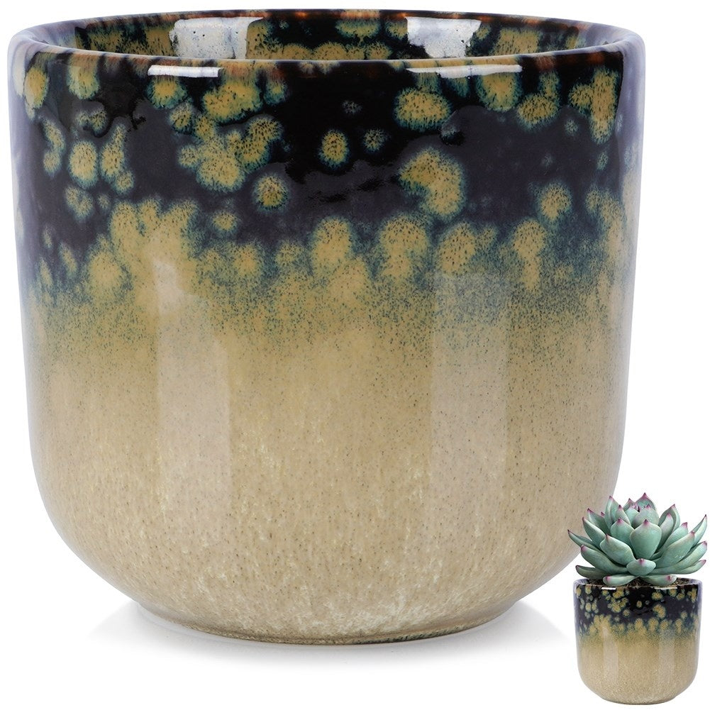 Glazed porcelain pot for elegant indoor plant design