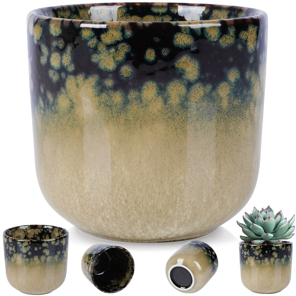 Glazed porcelain pot for elegant indoor plant design