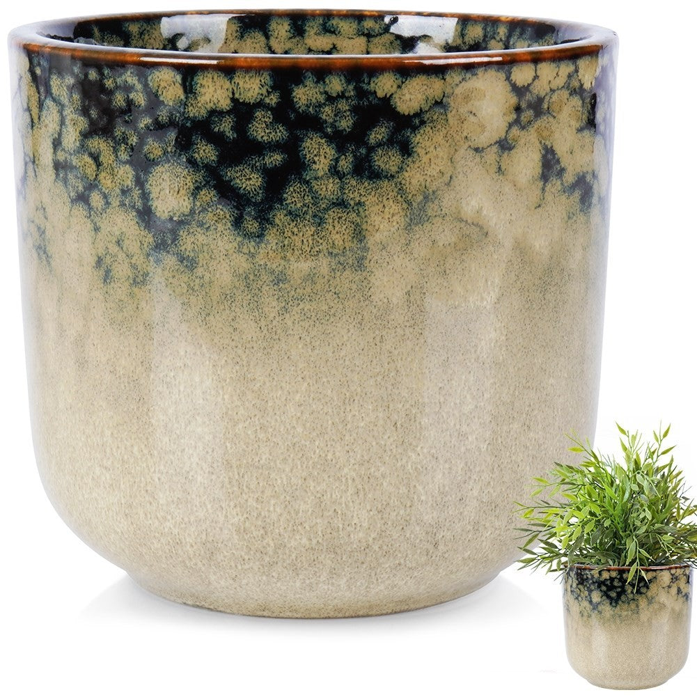 Glazed porcelain pot with unique design and subtle shine