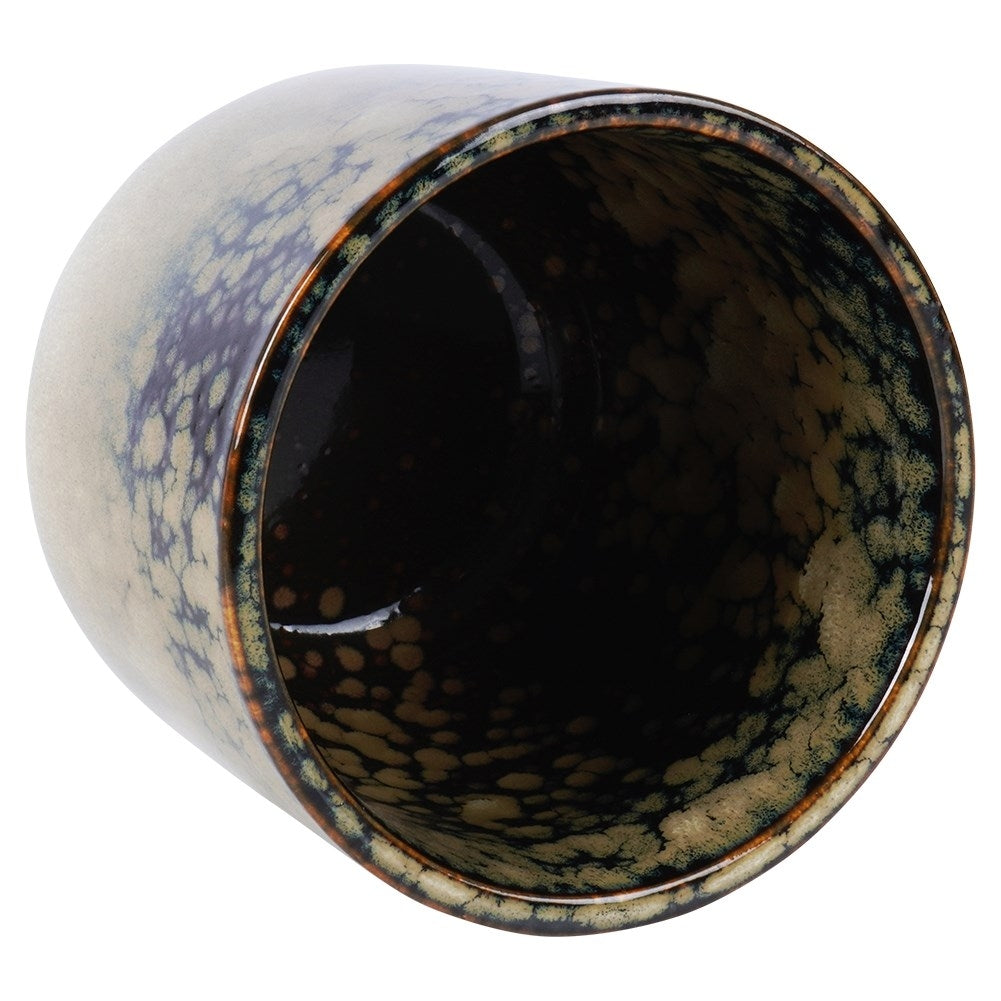 Glazed porcelain pot with unique design and subtle shine
