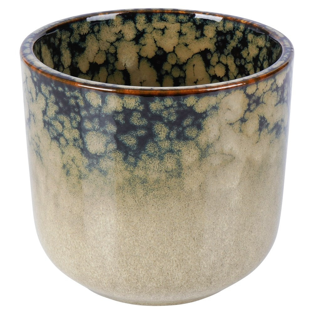 Glazed porcelain pot with unique design and subtle shine
