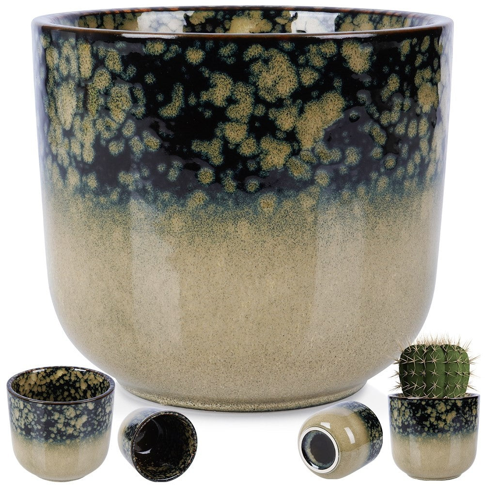 Glazed porcelain pot with unique design for plants
