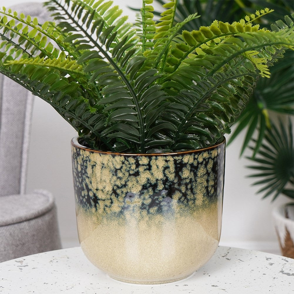 Glazed porcelain pot with unique design for plants