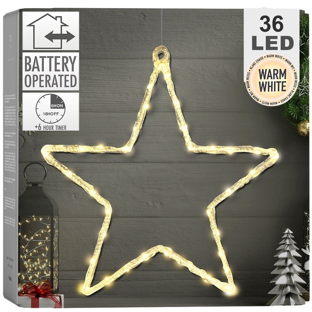 Glowing star with 36 LED lights for Christmas decoration