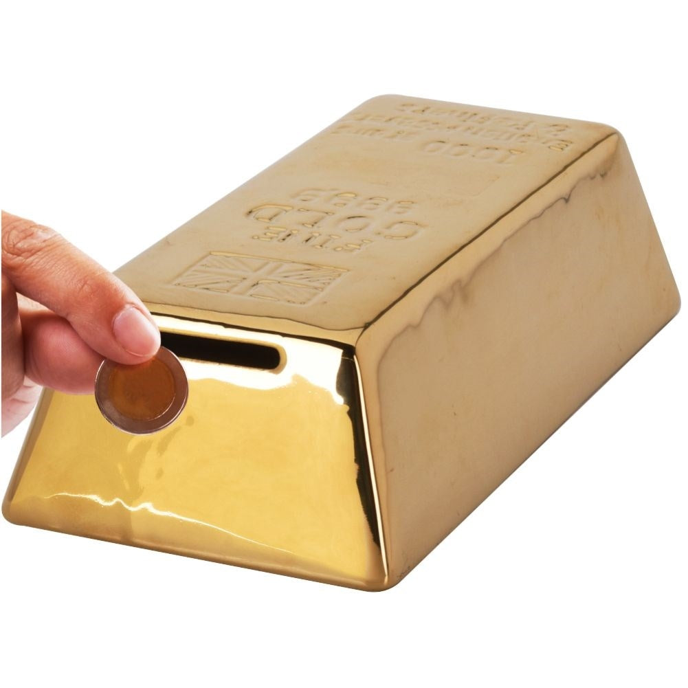 Gold Bar Piggy Bank with Lock for Easy Money Handling