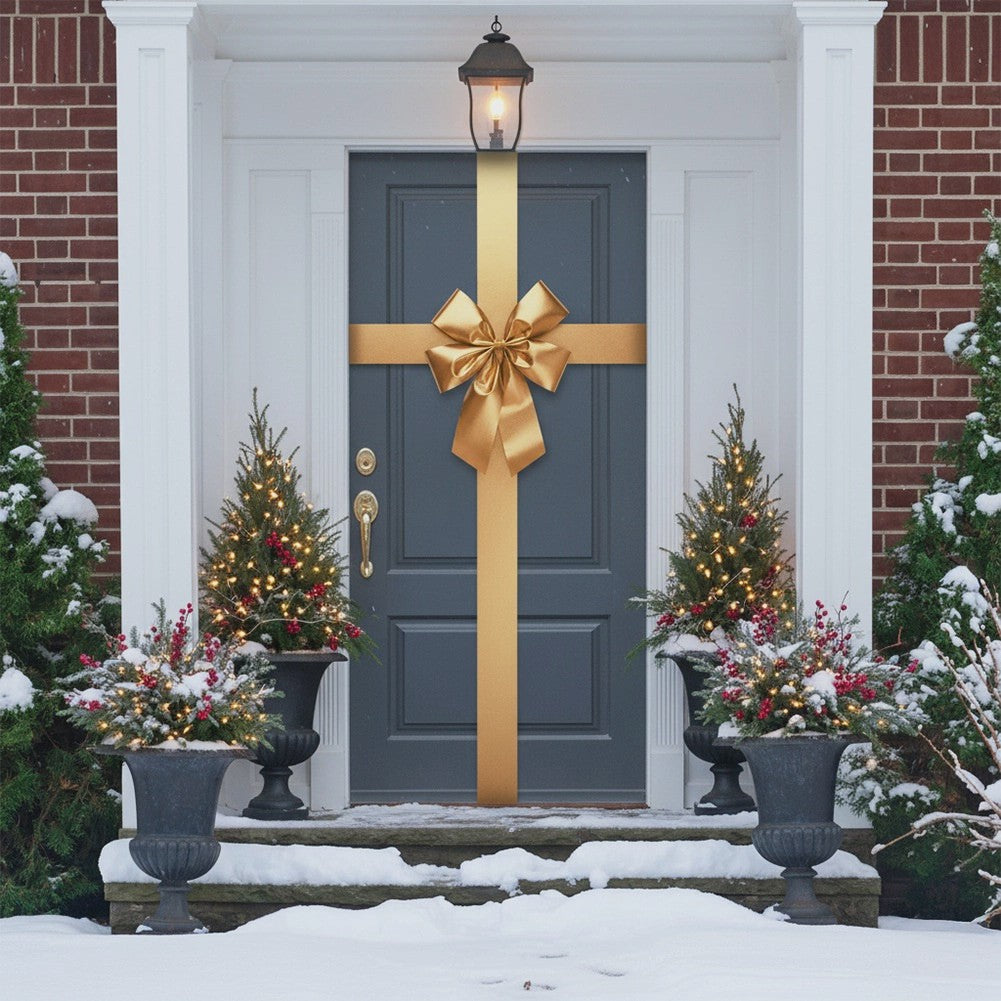 Gold Decorative Door Bow Set, 33x42 cm, 4.3 m Ribbon
