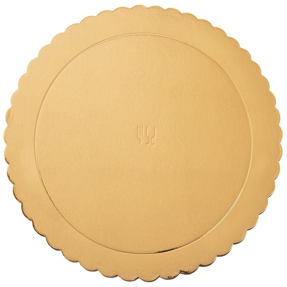 Gold Foil Round Cake Plate 32 cm with Folded Edges