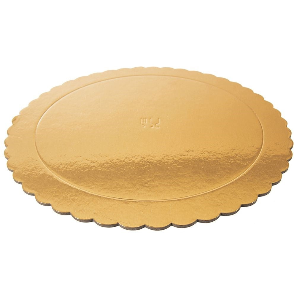 Gold Foil Round Cake Plate 32 cm with Folded Edges