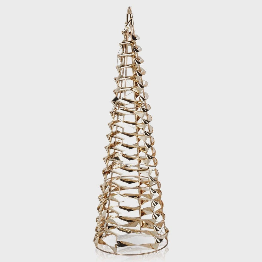 Gold LED Christmas Cone Tree, 40 cm, Timer Function