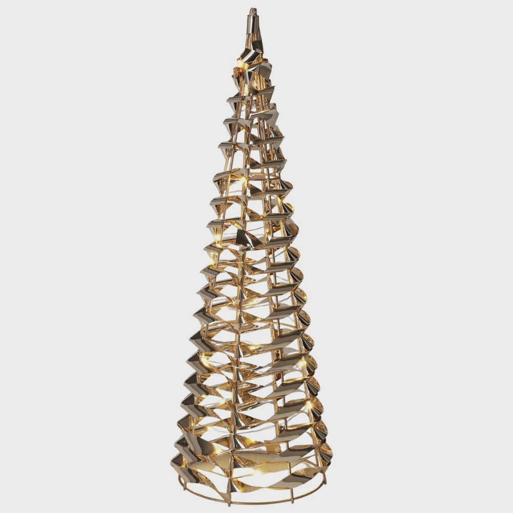 Gold LED Christmas Cone Tree, 40 cm, Timer Function