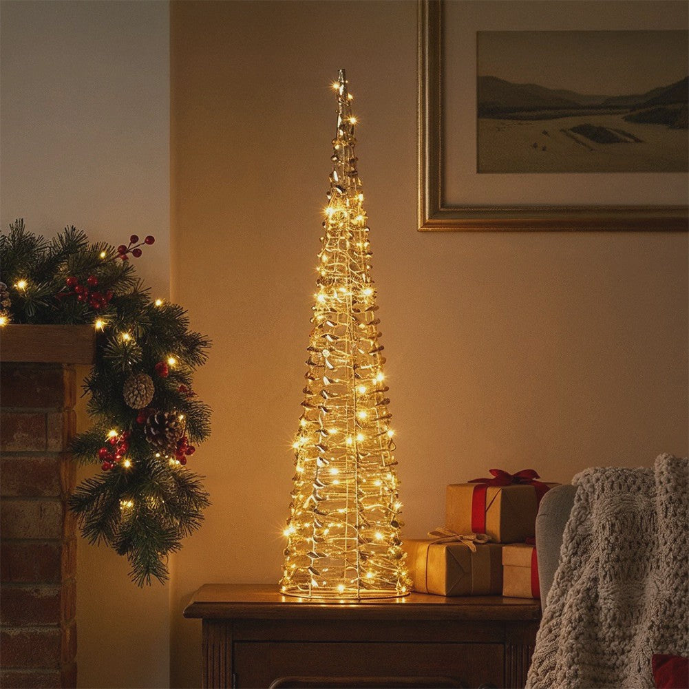 Gold LED Christmas Cone Tree, 80 cm, 80 Lights