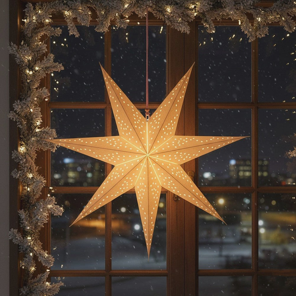 Gold Paper Star Decoration, 45 cm, Openwork Design