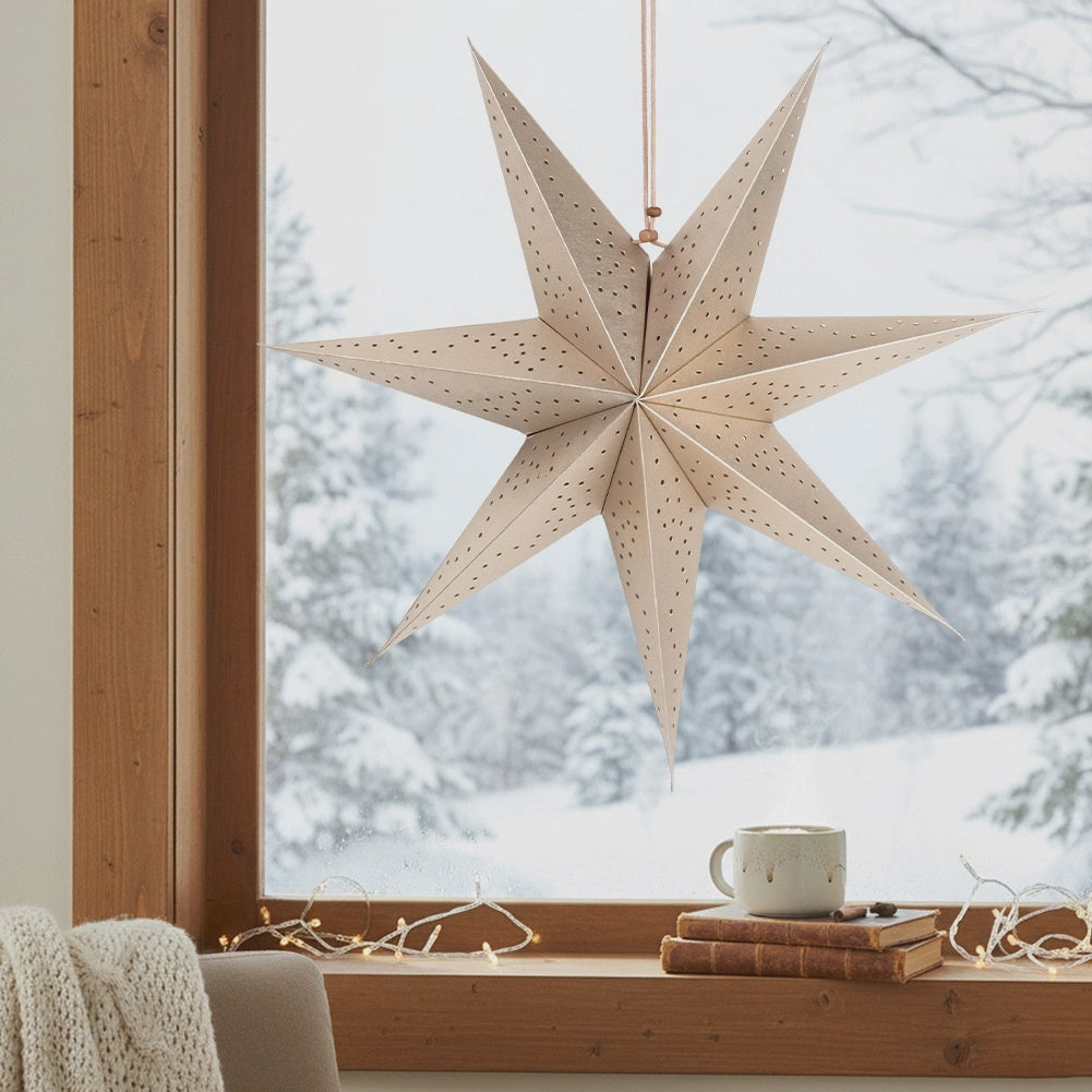 Gold Paper Star Decoration, 45 cm, Openwork Design