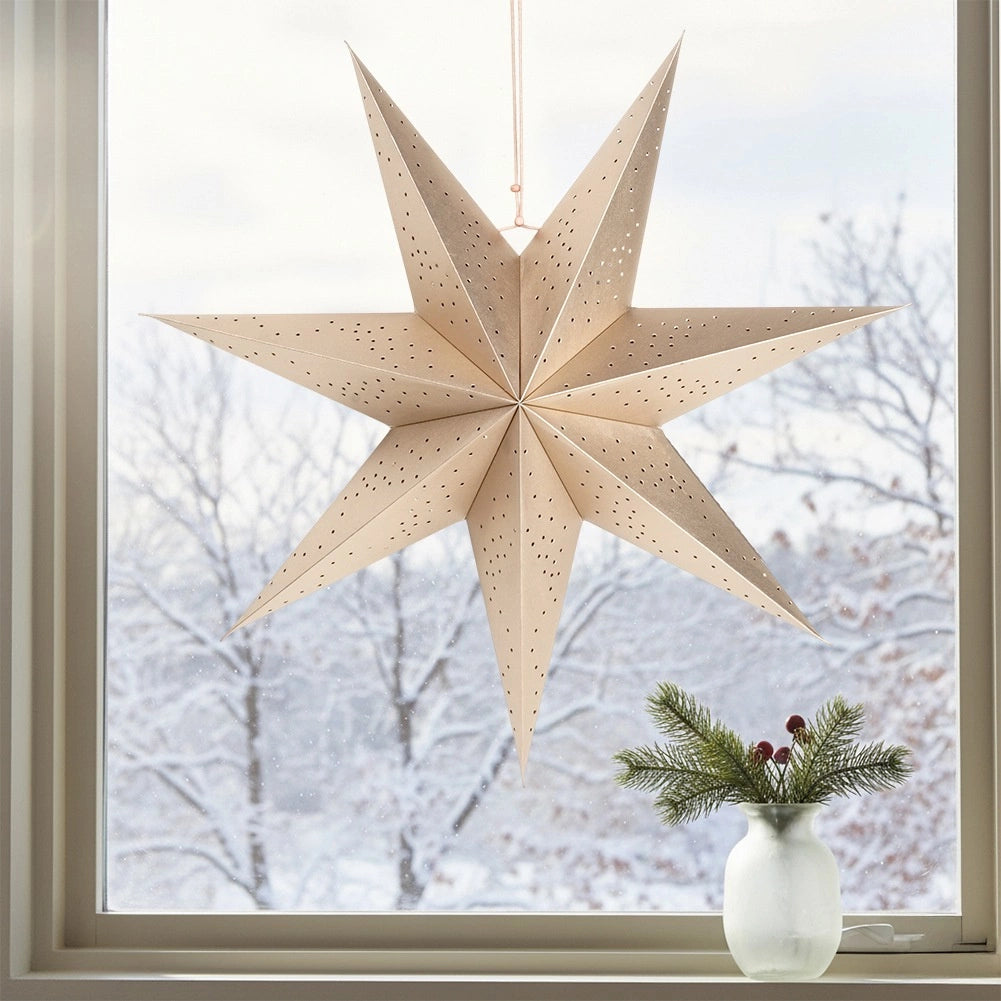 Gold Paper Star Decoration, 60 cm, Openwork Design