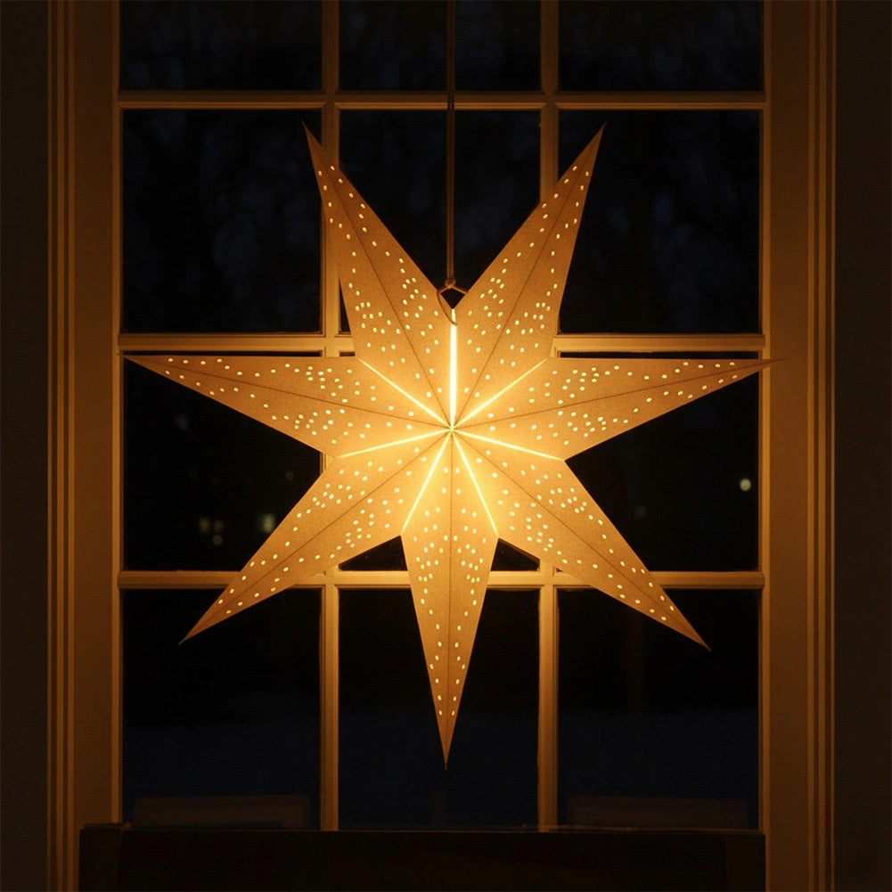 Gold Paper Star Decoration, 60 cm, Openwork Design