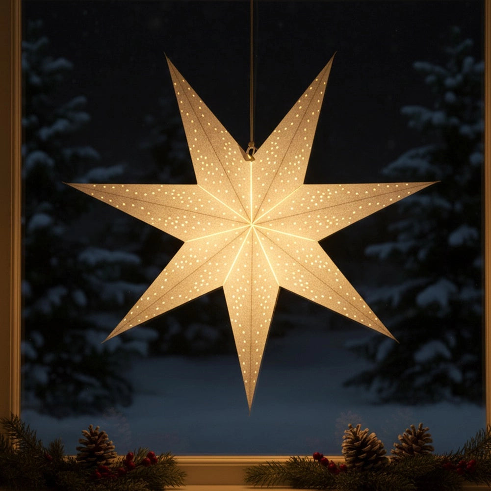 Gold Paper Star Decoration, 75 cm, Openwork Design