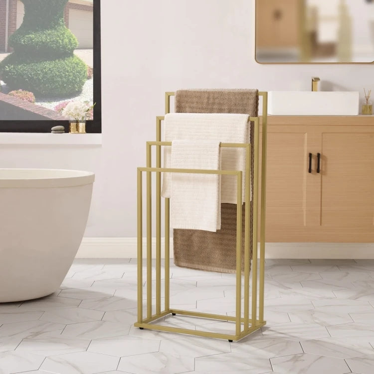 Gold Towel Rack with 4 Bars