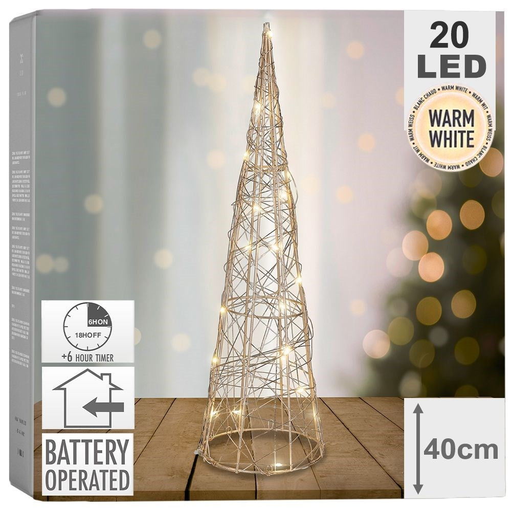 Gold-colored Christmas tree 40 cm with 20 bright LED lights