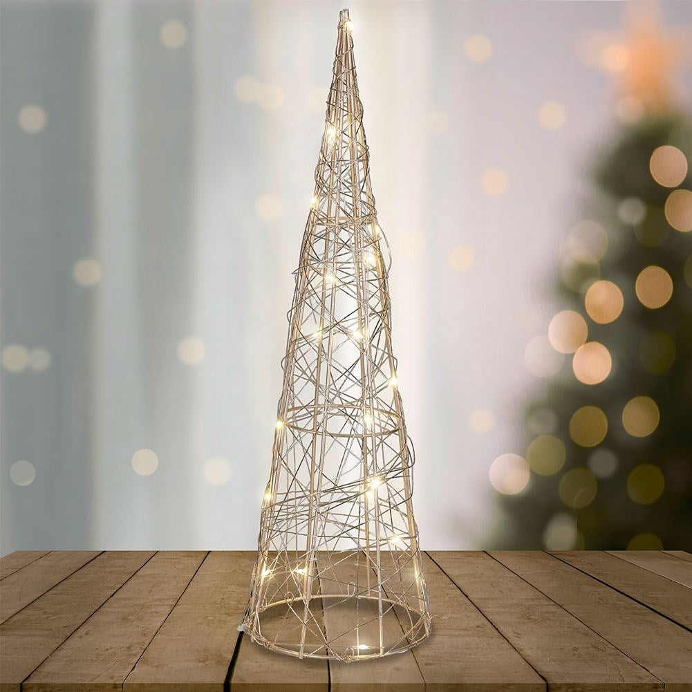 Gold-colored Christmas tree 40 cm with 20 bright LED lights