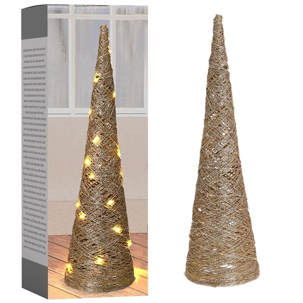 Gold colored Christmas tree with LED lighting - 57 cm
