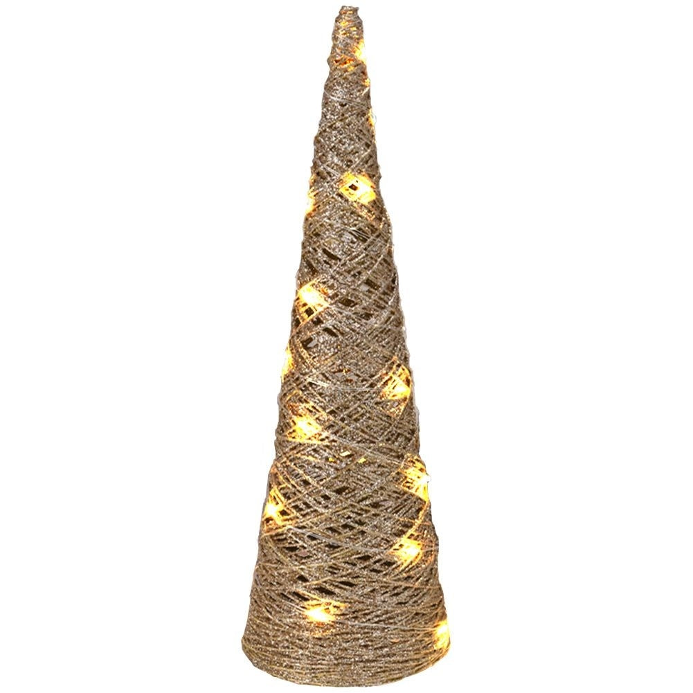 Gold colored Christmas tree with LED lighting - 57 cm