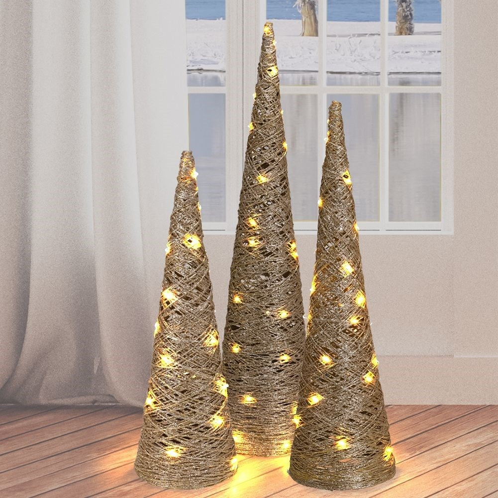 Gold colored Christmas tree with LED lighting - 57 cm