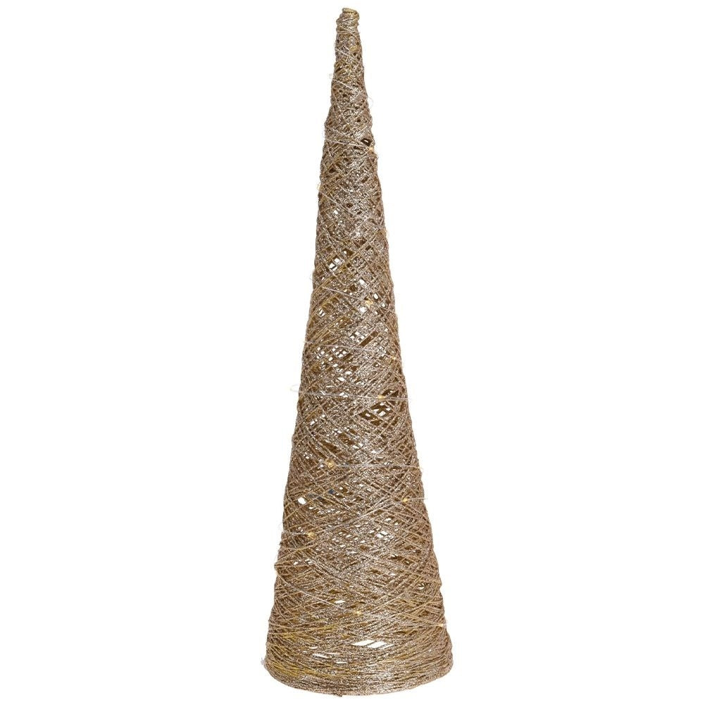 Gold colored Christmas tree with LED lighting - 57 cm