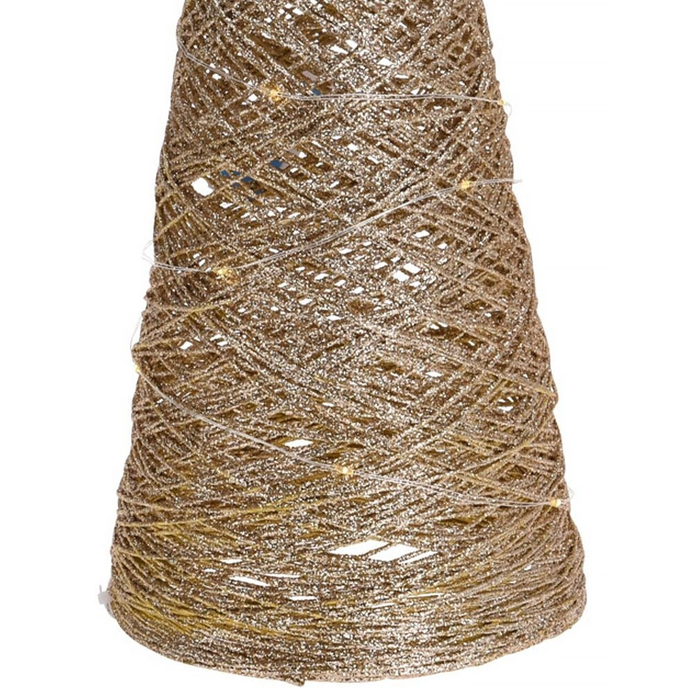 Gold colored Christmas tree with LED lighting - 57 cm