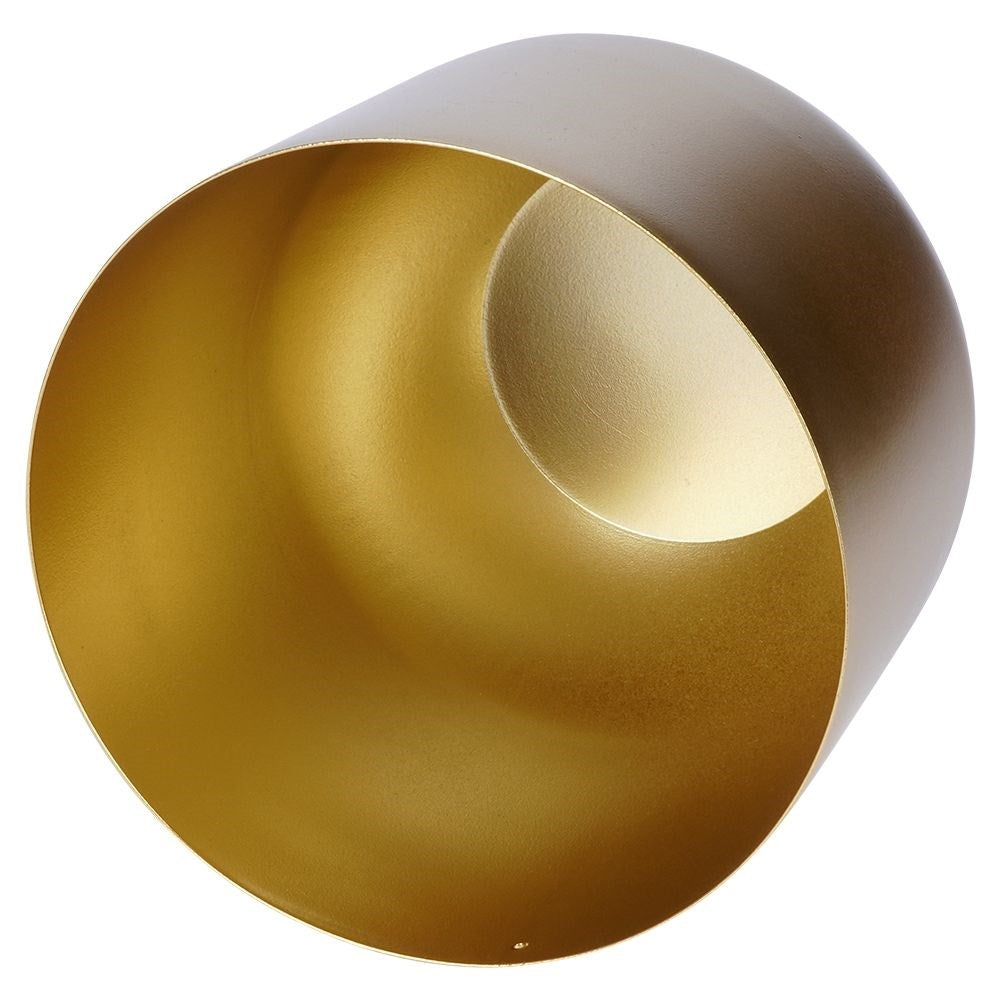 Gold colored metal pot on stand - modern and glamorous