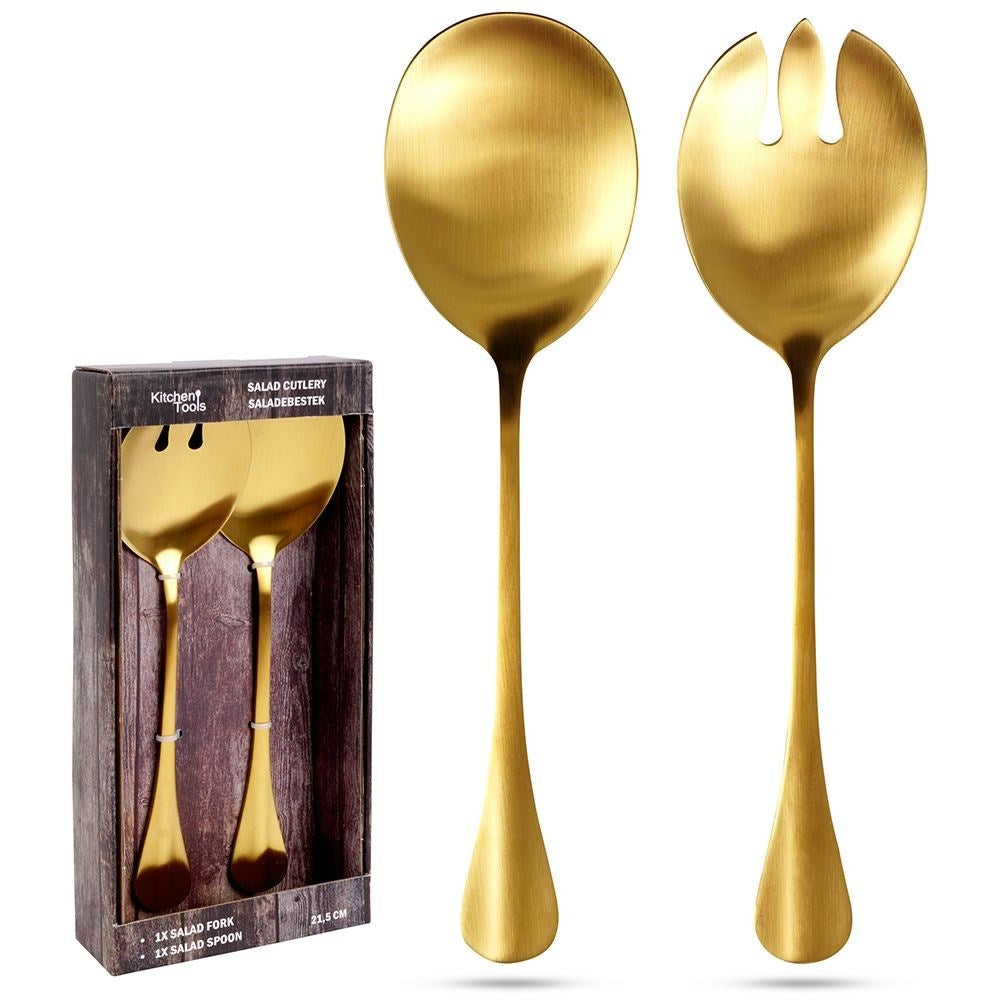 Gold colored salad cutlery in stainless steel - 2 spoons