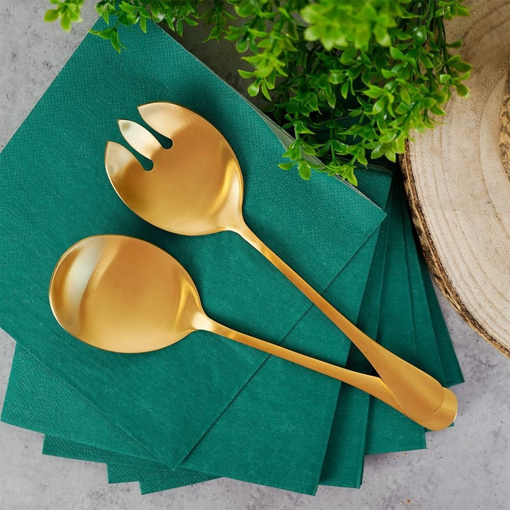 Gold colored salad cutlery in stainless steel - 2 spoons