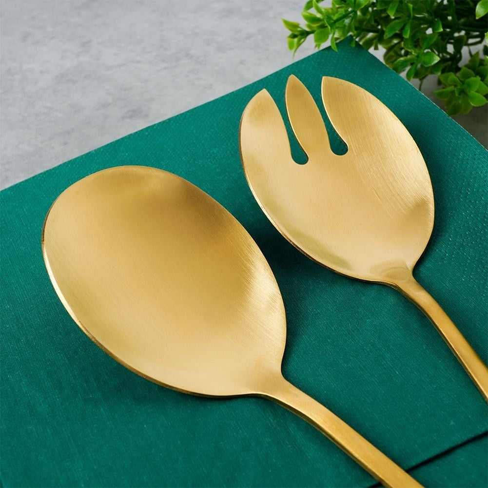 Gold colored salad cutlery in stainless steel - 2 spoons