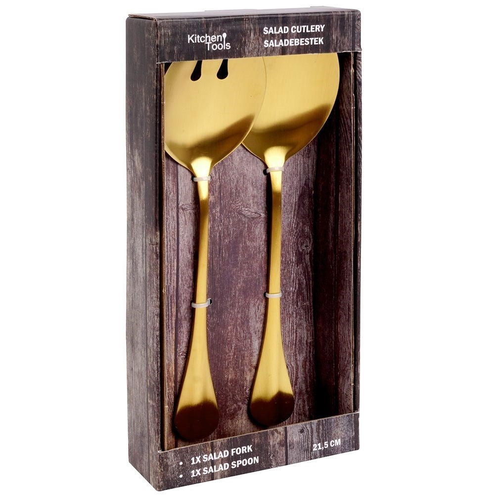 Gold colored salad cutlery in stainless steel - 2 spoons