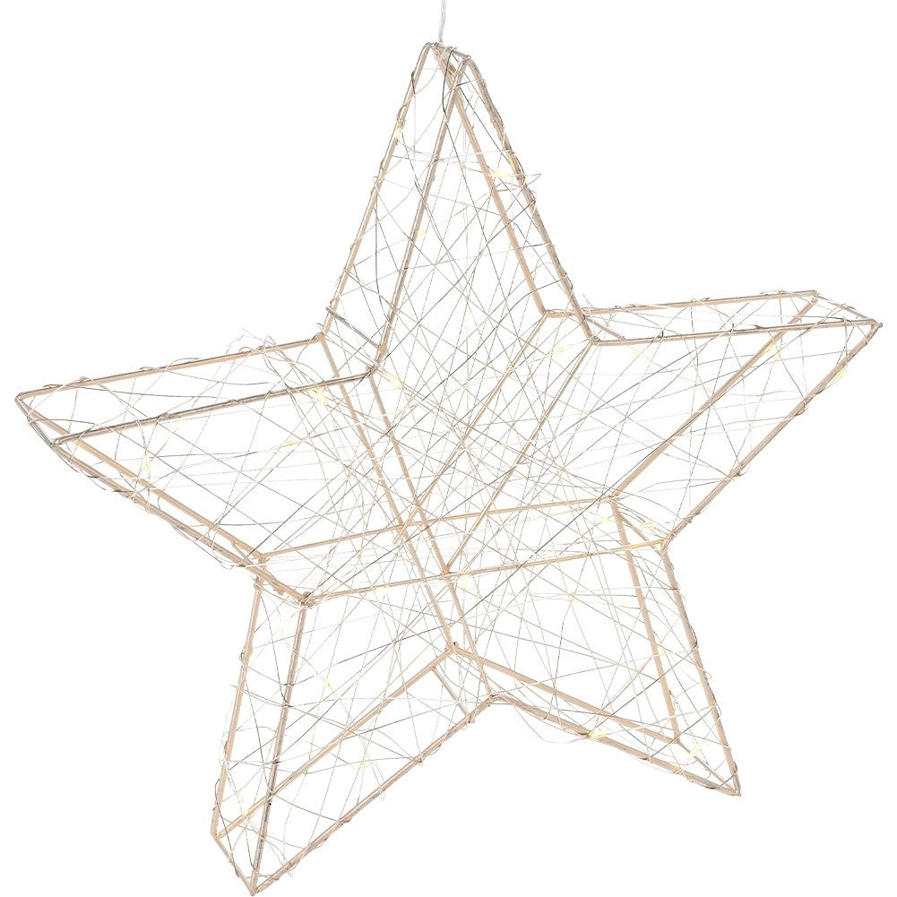 Gold-colored star 30 cm with 30 LED lights for Christmas