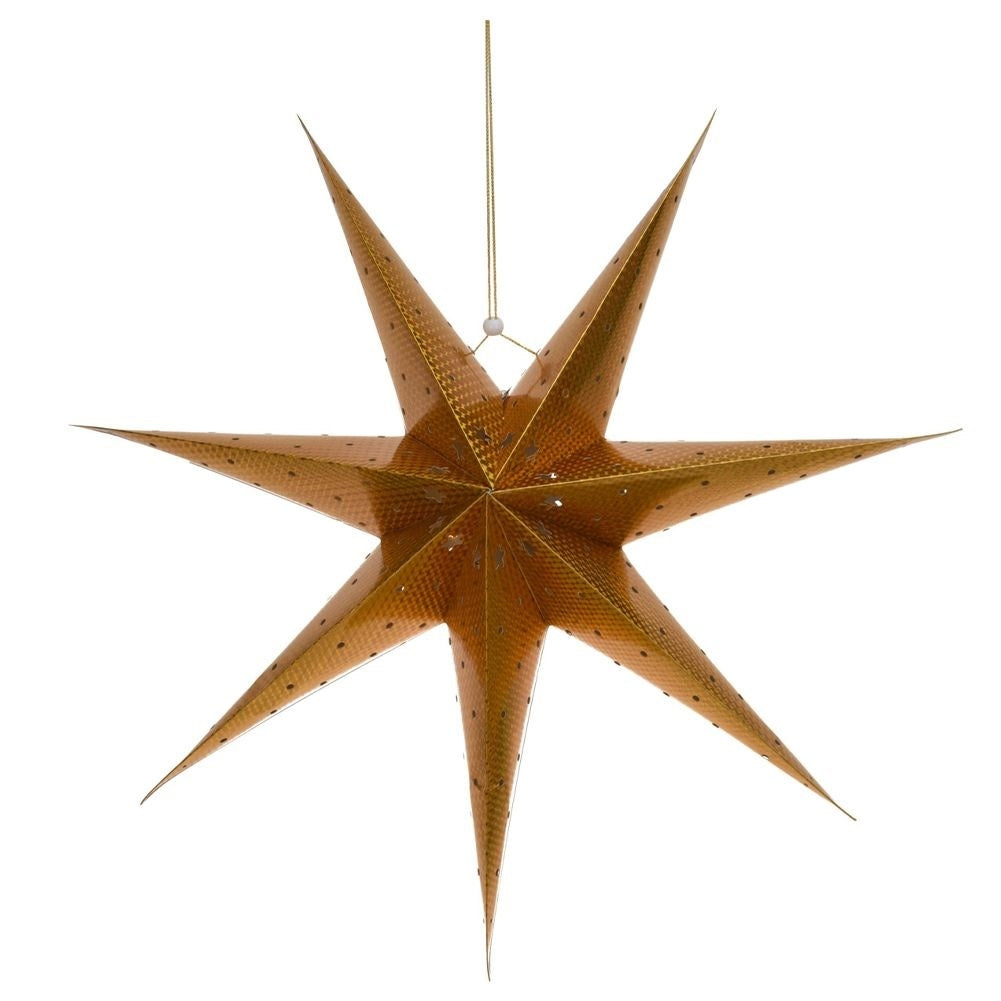 Golden Christmas star with 10 LED lights and glass motif
