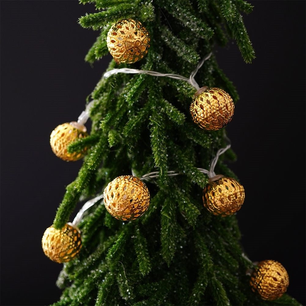 Golden Luminous Christmas tree balls with 10 LED lights