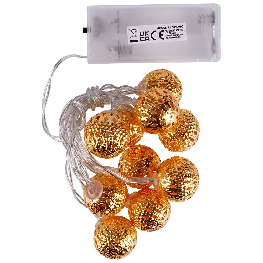 Golden Luminous Christmas tree balls with 10 LED lights