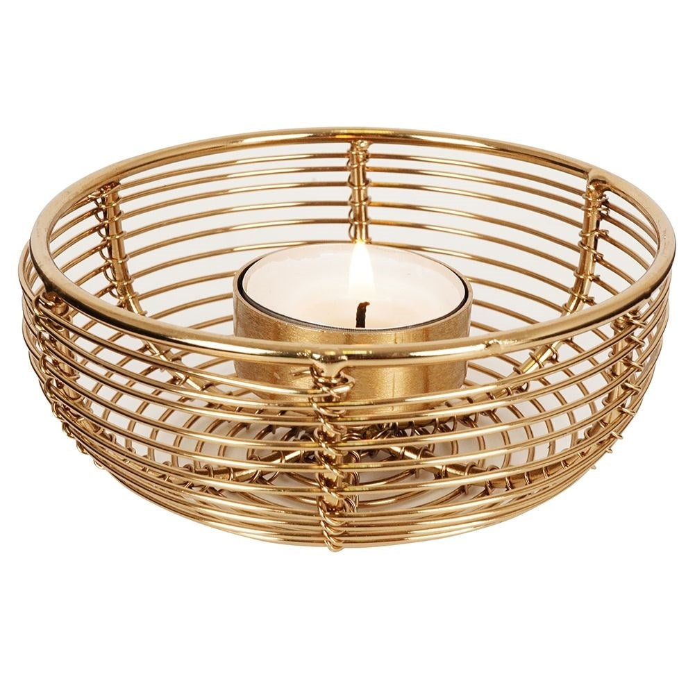 Golden Metal Candle Holder - Bowl Shaped and Impressive
